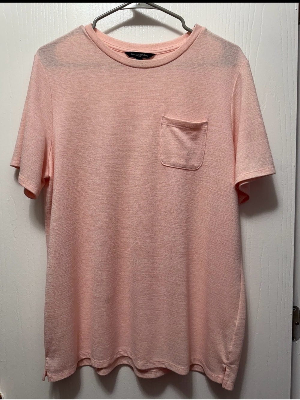 Banana Republic Light Pink Textured Pocket Tee Short Sleeve Size XL